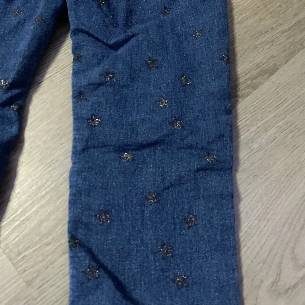 Okie Dokie Star Print Jeans Toddler 3T Blue Glitter Denim Pants